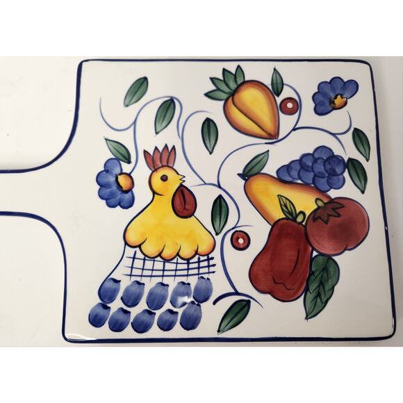 Vintage Style-Eyes Baum Bros Rooster Fruit Ceramic Cutting Board - Picture 3 of 5
